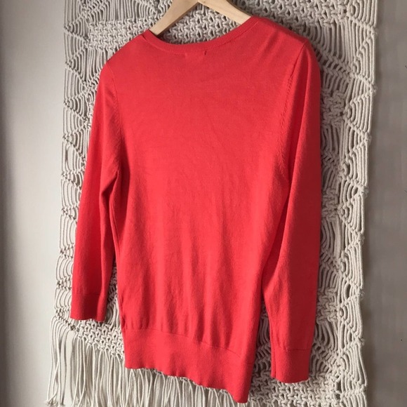 Halogen 3/4 Sleeve Button-Front Cardigan in Persimmon Orange | Size S - Picture 4 of 4